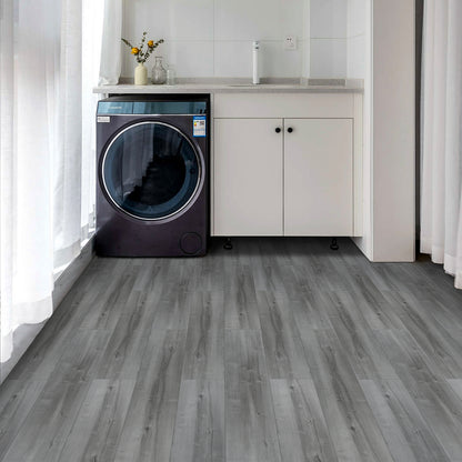 Lxcreat Peel and Stick Floor Tile Plank 35-in x 6-in Gray Wood Grain Self Adhesive and Waterproof for Transfer Kitchen, Living Room 10 Pcs