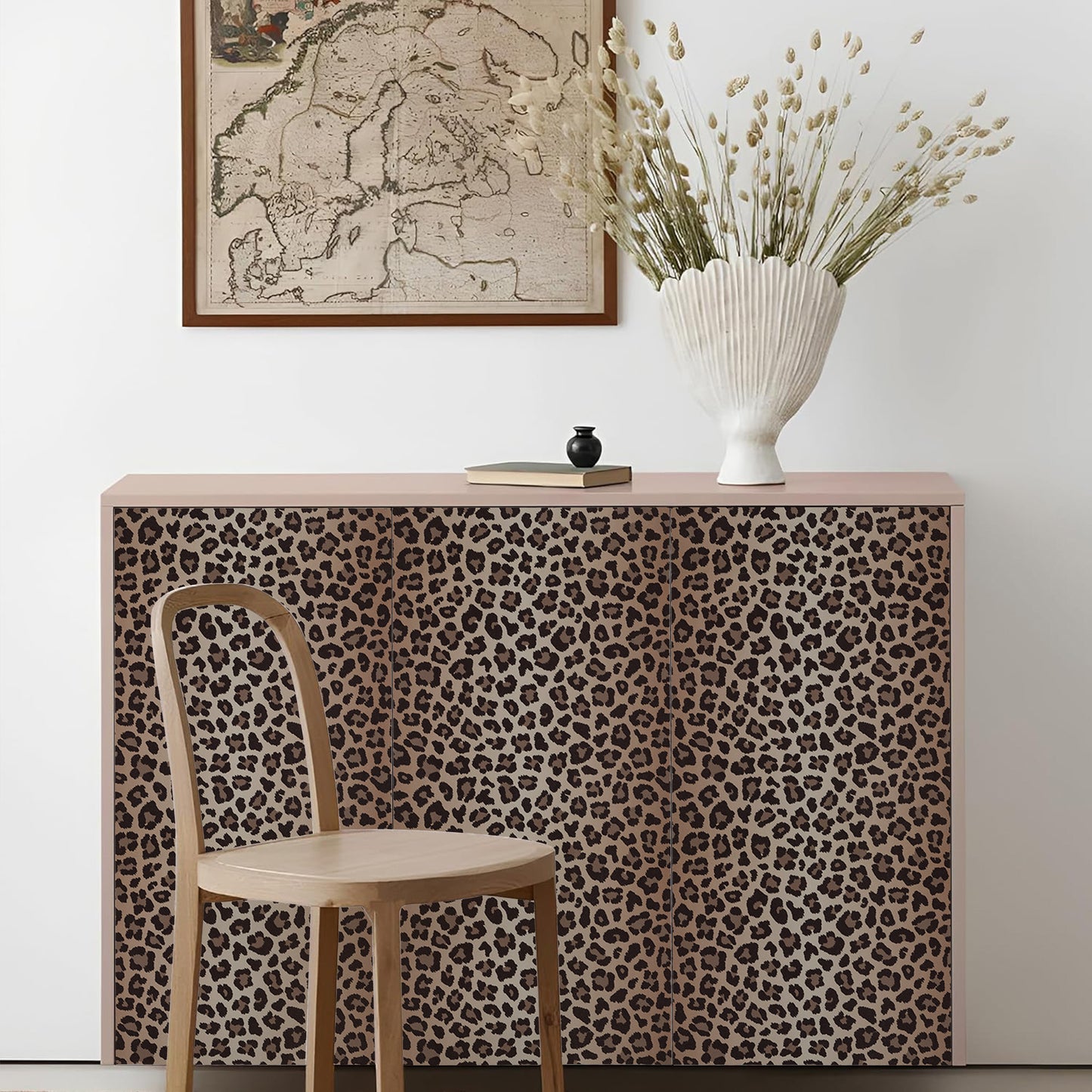 Abyssaly Leopard Peel and Stick Wallpaper 17.3 "x 118" Gradient Brown Leopard Wallpaper Vintage Vinyl Contact Paper Suitable for Home Walls Cabinet Bedroom