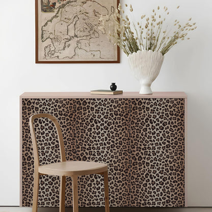 Abyssaly Leopard Peel and Stick Wallpaper 17.3 "x 118" Gradient Brown Leopard Wallpaper Vintage Vinyl Contact Paper Suitable for Home Walls Cabinet Bedroom