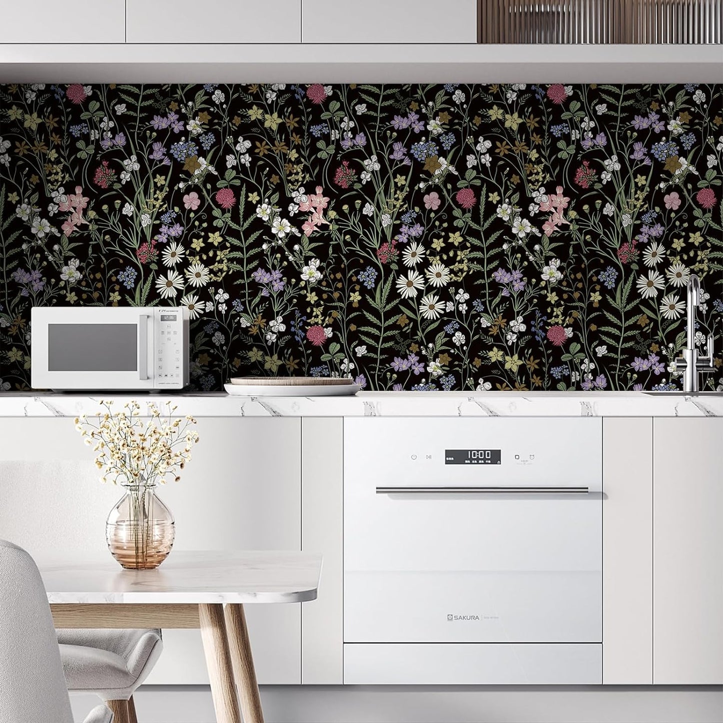 Abyssaly 17.7" x 393" Peel and Stick Wallpaper Self Adhesive Removable Waterproof Flower Wallpaperfor Bedroom Living Room