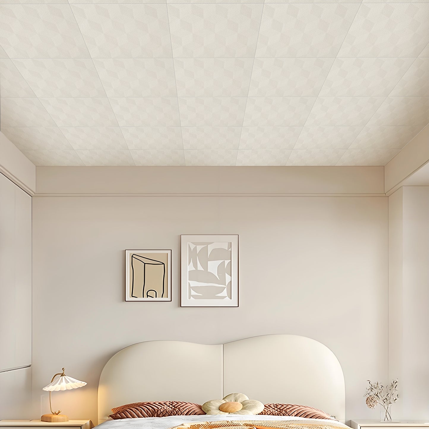 Abyssaly Peel and Stick Ceiling Tile 13.8" x 13.8" 16 Pcs White Foam Ceiling Tile Coverage Area 21 sq.ft.