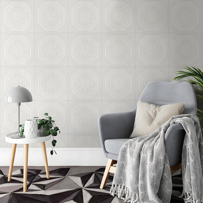 Abyssaly Peel and Stick Ceiling Tile 13.7" x 13.7" 16 Pcs, Covering Area 20.85 sq. ft., Gelated Ceiling Tile Foam, Easy to Install on Ceiling & Wall, Pure White