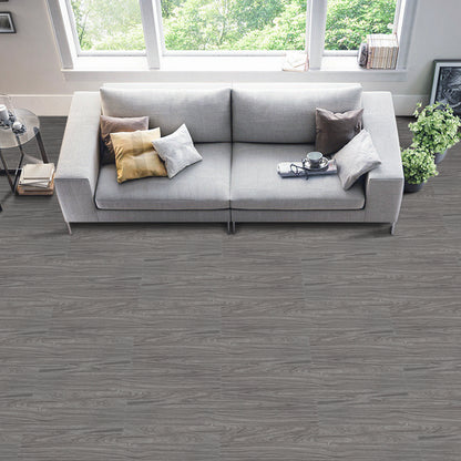 UMIGGEE Gray Peel Stick Flooring 35-in x 5.7-in x 1.0mm 20-Pcs Vinyl Flooring Wood Grain Floor Tiles Easy to Install for Bathroom Kitchen Living Room