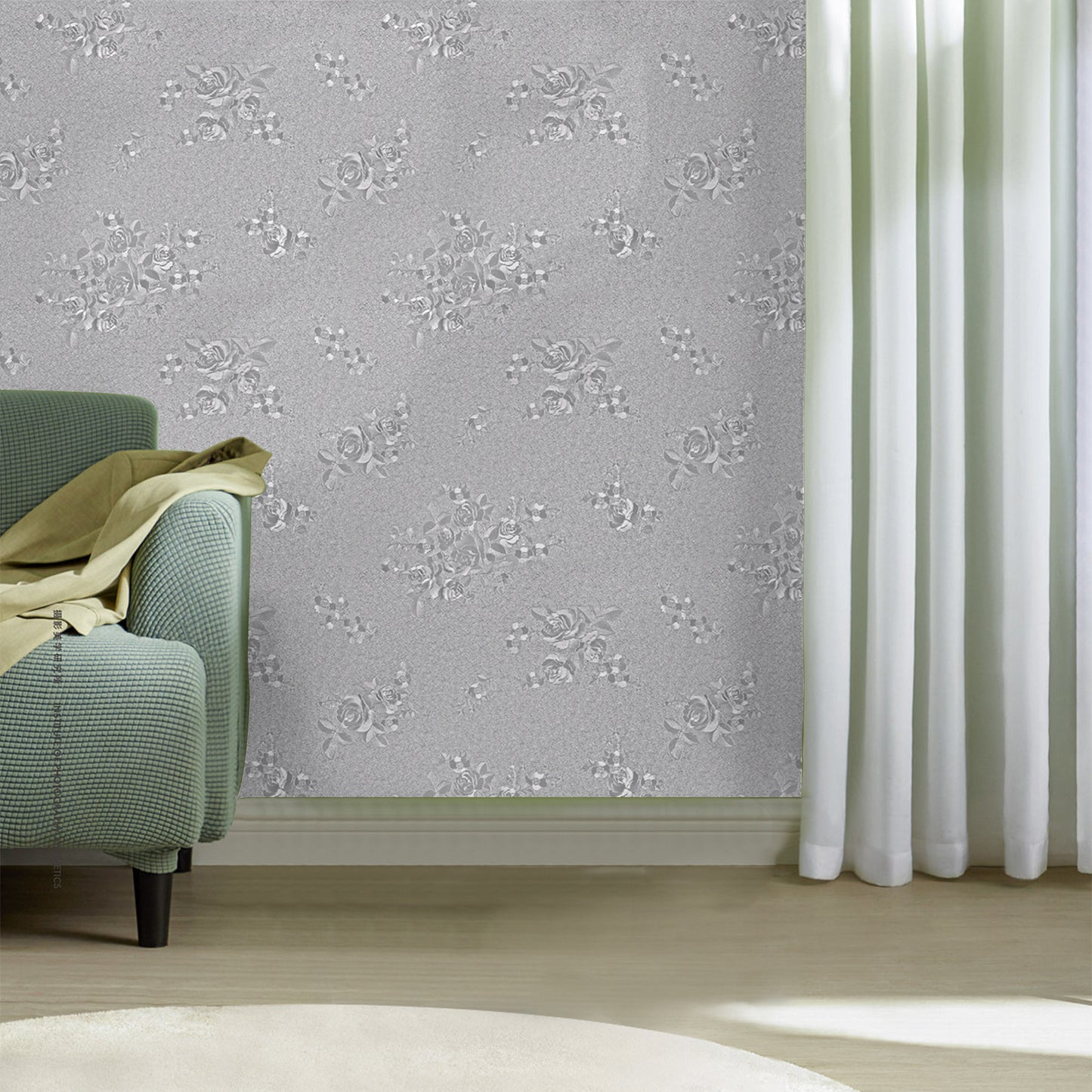 Abyssaly Silver 17.7" x 236" Peel and Stick Wallpaper Self Adhesive Wallpaper Removable Wallpaper Damask Textured Wall Paper Home Decoration