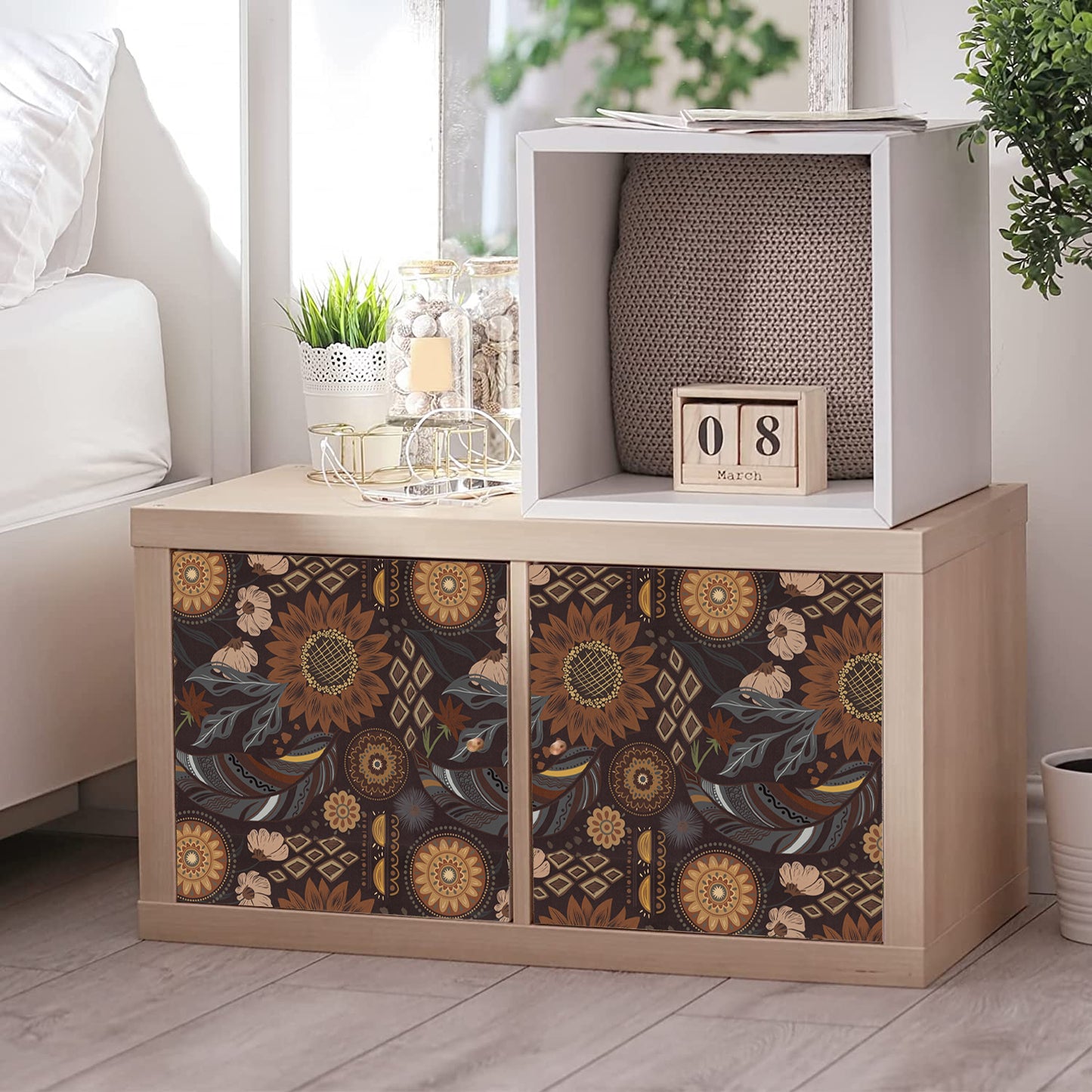 Abyssaly 17.7" x 393.7" Floral Peel and Stick Wallpaper Boho Retro Wall Decor Bathroom Removable Mural Wall Paper