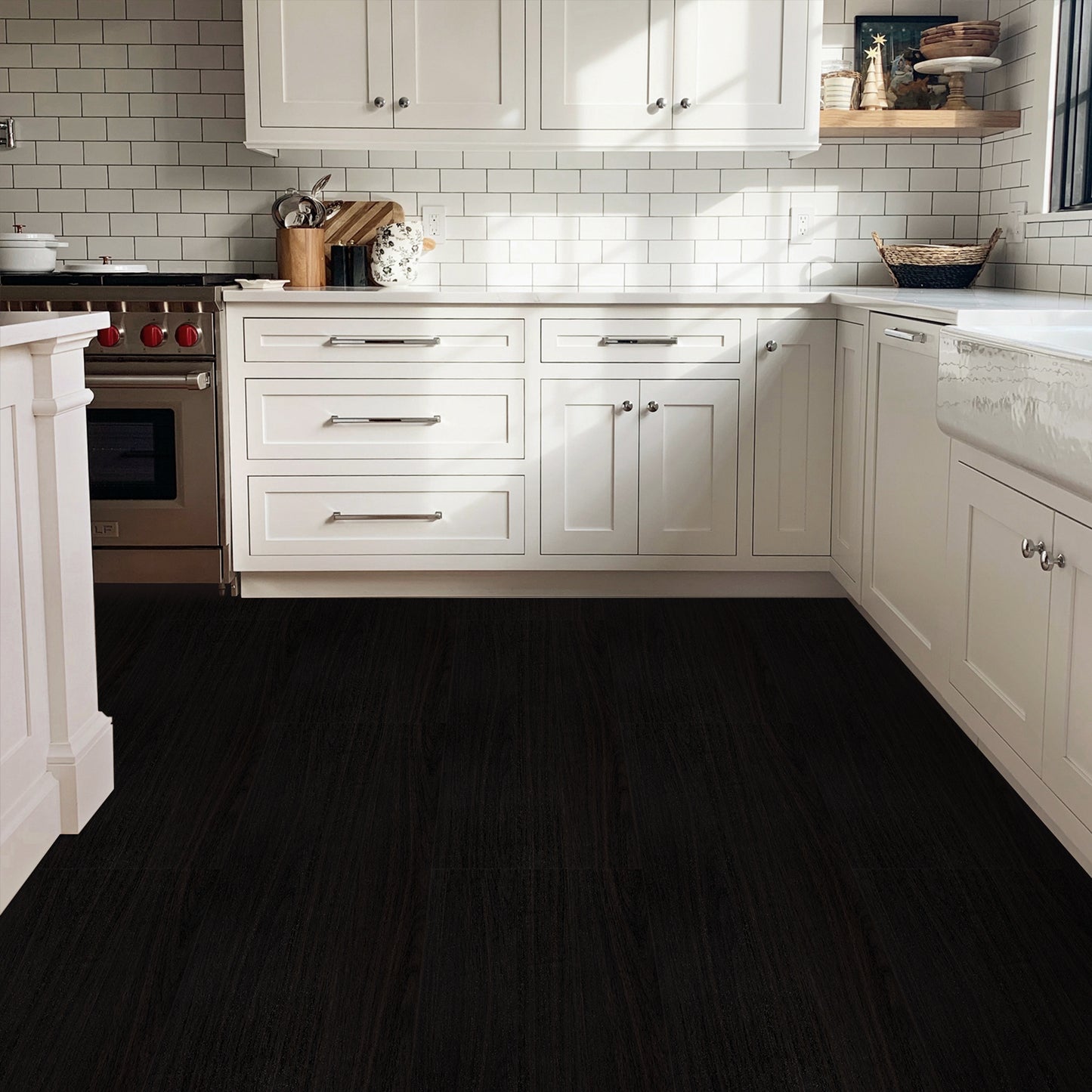 UMIGGEE 15.7-in x 236-in/25.7 Sq.Ft Black Peel and Stick Vinyl Flooring Roll Thicken Self-Adhesive Vinyl Wood Grain Floor,Versatile Design for Any Space Easy DIY Install Home Decor