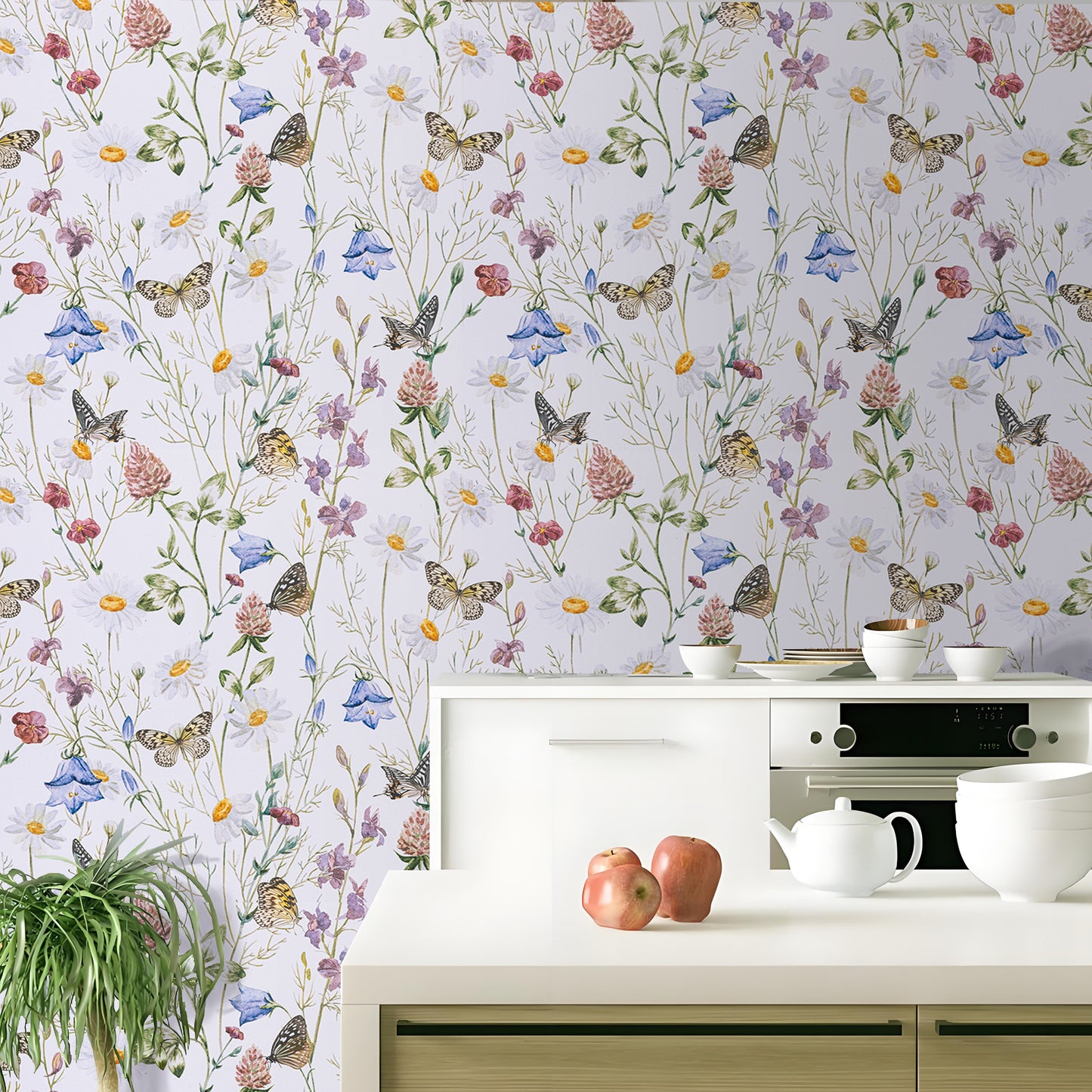 Abyssaly Floral Peel and Stick Wallpaper 17.3"×118" White Removable Self-Adhesive Vinyl Wall Paper for Home Decor