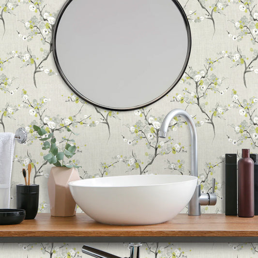 UMIGGEE Floral Peel and Stick Wallpaper Beige Floral Wall Paper 17.7" x 118" Removable Wallpaper