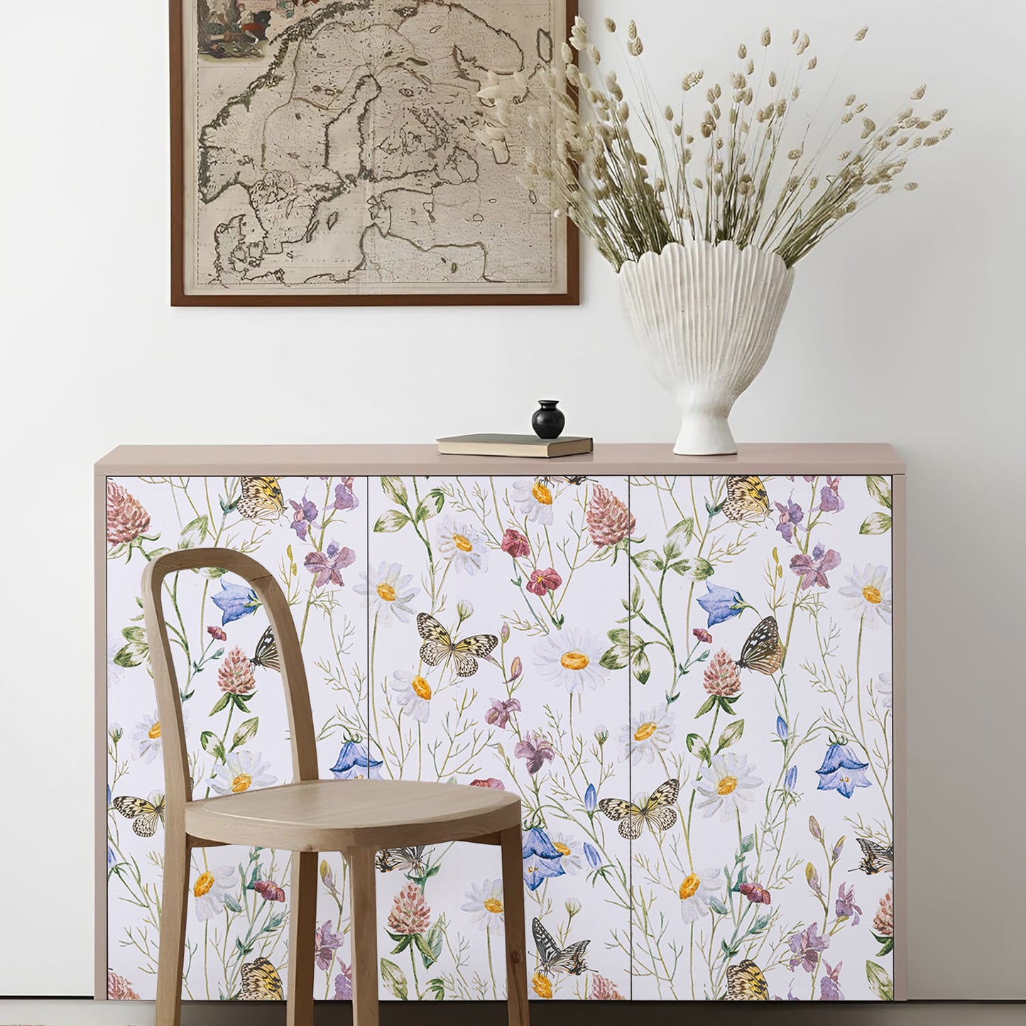 Abyssaly Floral Peel and Stick Wallpaper 17.3"×118" White Removable Self-Adhesive Vinyl Wall Paper for Home Decor