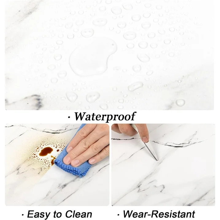 Lxcreat Peel and Stick Floor Tile White Marble Look, Self Adhesive and Durable Vinyl Flooring, Floor Tiles Peel and Stick Waterproof and Easy to Clean, DIY for Bathroom Kitchen 12x12inch (10pcs)