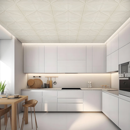 Abyssaly Drop Ceiling Tile, 13.7" x 13.7" 16 Pcs White Foam Ceiling Tiles, 3D Wall Panels Foam Peel and Stick Ceiling Tiles
