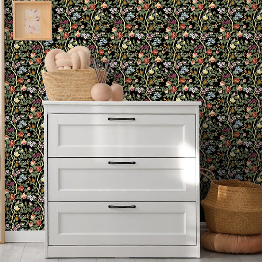 UMIGGEE Floral Wallpaper Peel and Stick Flower Wall Paper Self Adhesive Wallpaper 17.7-in x 236-in Contact Paper Removable Wallpaper for Home Decor Wall Covering Old Furniture Renovation