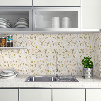 Abyssaly Beige Floral Wallpaper Peel and Stick Wallpaper 17.3"×118" Self-Adhesive Removable Contact Paper Vinyl Wall Paper for Bedroom Cupboard Door Shelfves