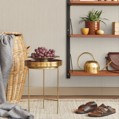 Abyssaly 17.7" x 393.7" Beige/Silver Grasscloth Peel and Stick Wallpaper Self-Adhesive Texture Wallpaper Removable Vinyl Film Solid Color Wallcovering Wall Paper for Furniture Wall