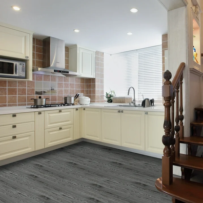 Lxcreat Vinyl Flooring Gray Peel and Stick Roll Vinyl Floor 118-in x 15.7-in Wood Plank Flooring Self Adhesive Vinyl Wood Grain