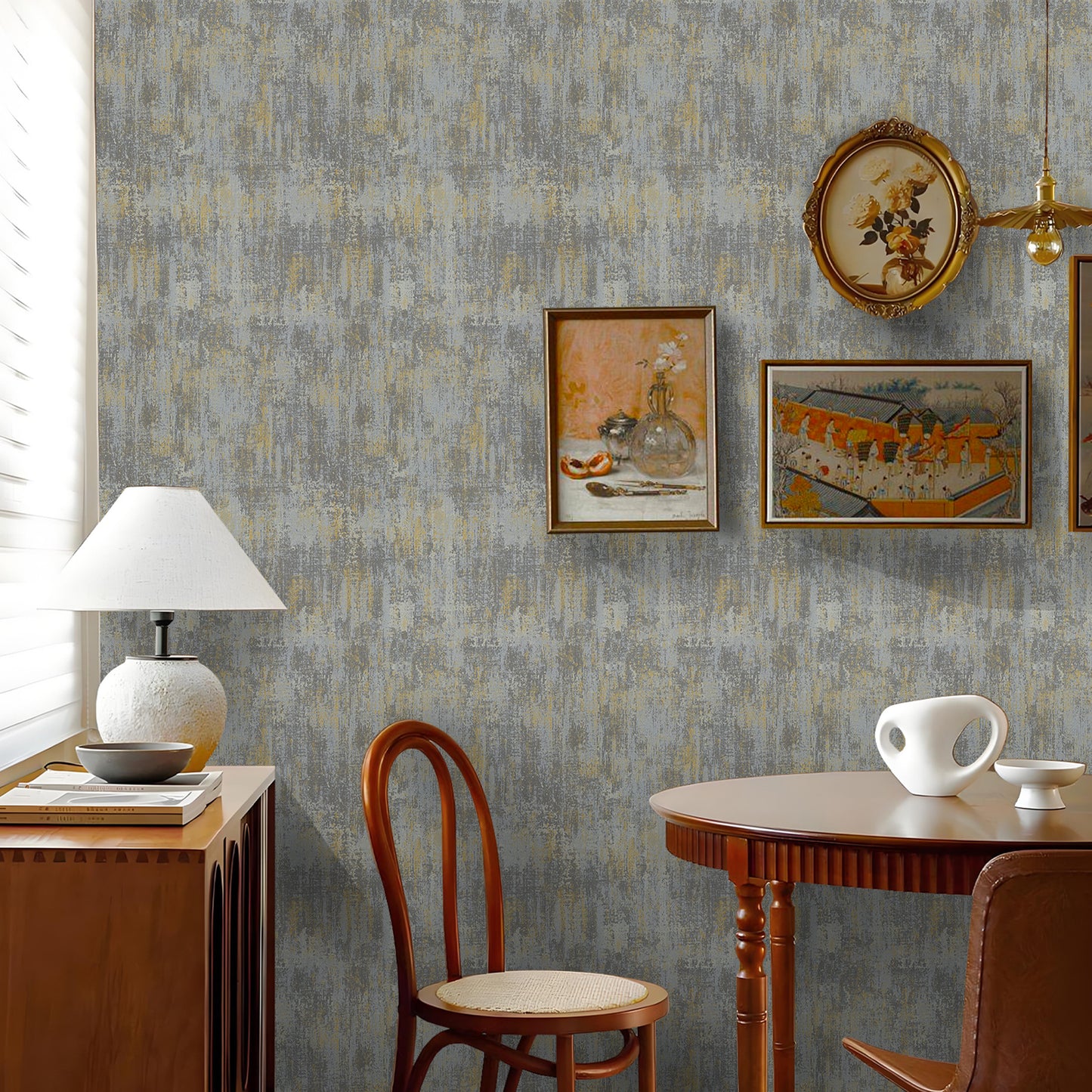UMIGGEE Gray/Multicolor Wallpaper Grasscloth Peel and Stick Wallpaper 17.3-in x 118-in Wall Paper Stick and Peel Contact Paper Removable Self Adhesive Vinyl Wallpaper