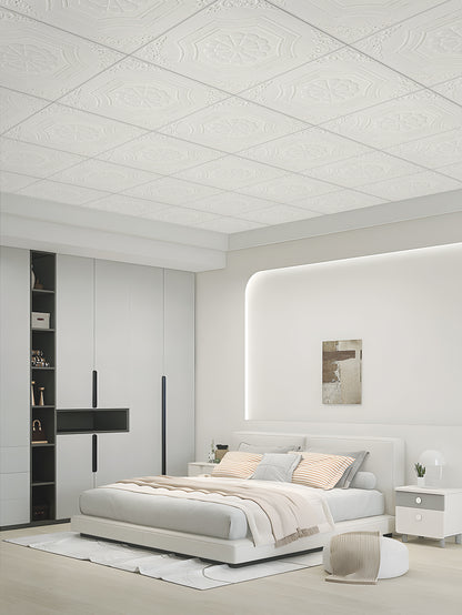 Abyssaly 13.7" x 13.7" ,16 Pcs, Peel and Stick Ceiling Tile, Self-Adhesive Texture Ceiling tiles for Living Room, Kitchen, Bathroom