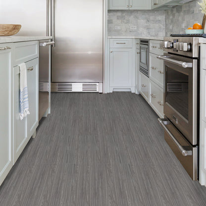 UMIGGEE Gray Peel Stick Flooring 35-in x 5.7-in x 1.0mm 20-Pcs Vinyl Flooring Wood Grain Floor Tiles Easy to Install for Bathroom Kitchen Living Room