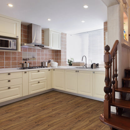 UMIGGEE Brown Peel and Stick Vinyl Flooring Roll 15.7-in x 118-in/12.8 Sq.Ft Thicken Self-Adhesive Vinyl Wood Grain Floor Wear-Resistant Easy DIY Install Home Decor