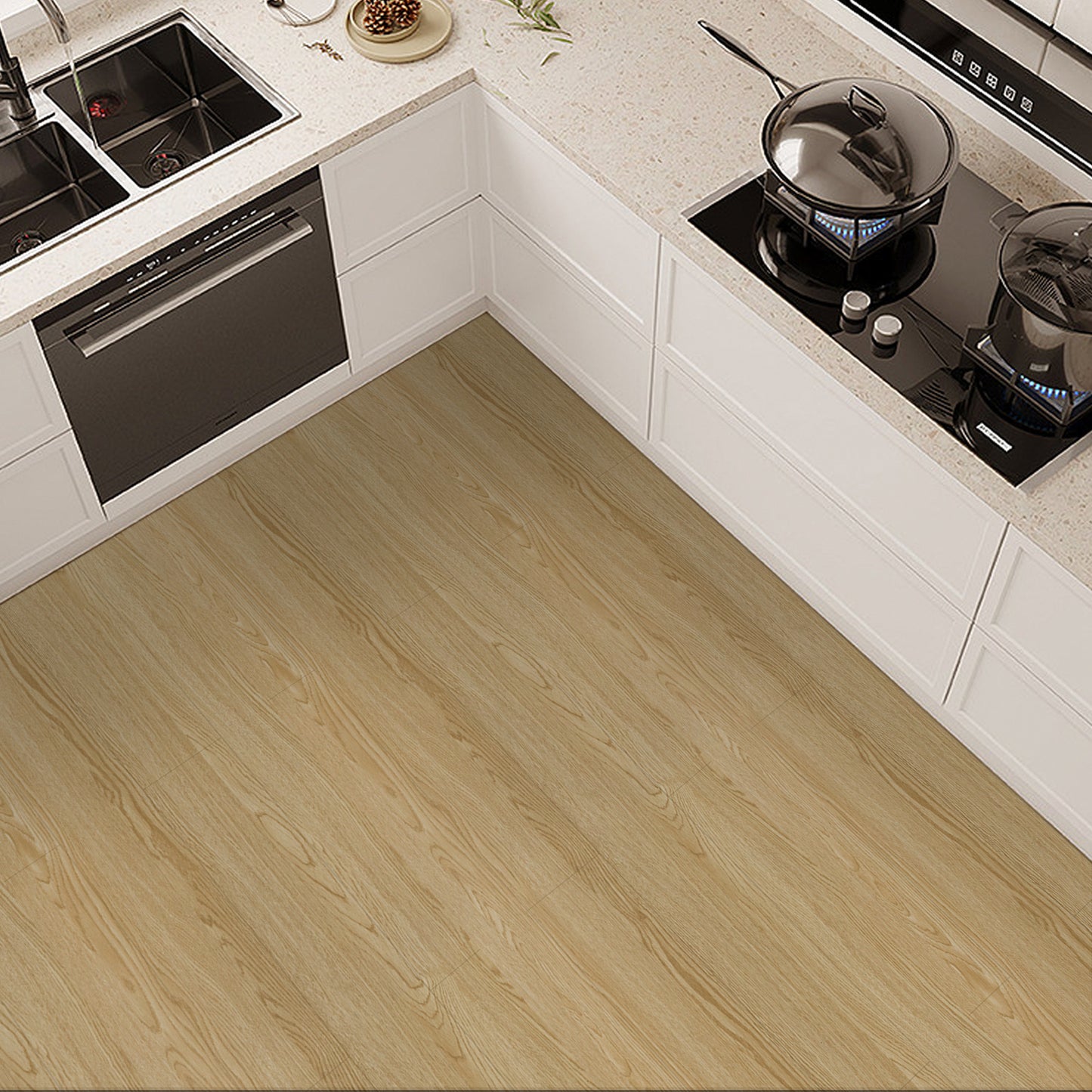 Abyssaly Brown Wood Peel and Stick Floor Tiles Wood Brown Vinly Tile 15.7-in x 118-in /12.8 Sq.Ft. Self-Adhensive Waterproof Thicken Flooring for Home Decor