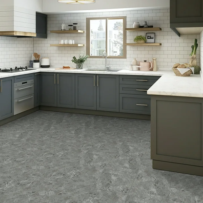 Lxcreat Grey Marble Vinyl Flooring, Peel and Stick Floor Tile Waterproof, Peel and Stick Flooring Durable for Update Bathroom Kitchen Basement Toilet