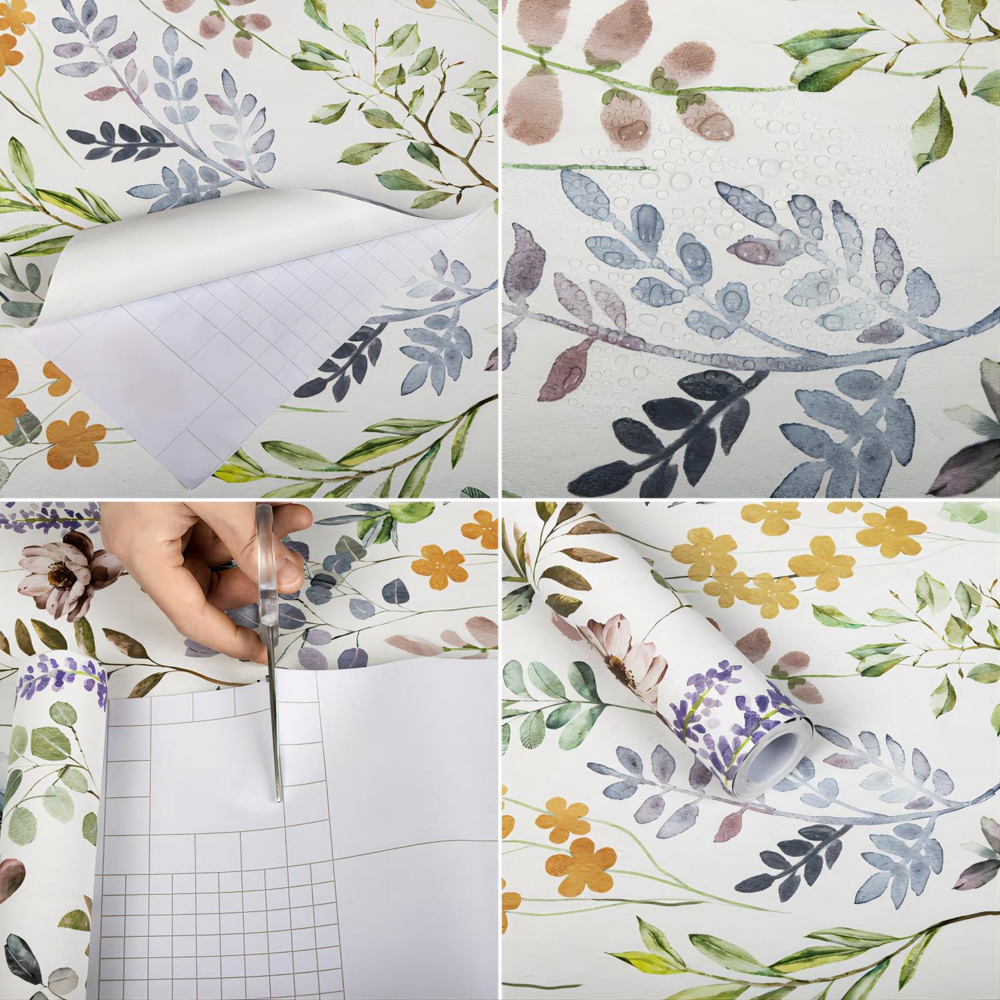 UMIGGEE Floral Wallpaper Peel and Stick Floral White Wall Wallpaper Self Adhesive Flower Wallpaper Contact Paper 17.7-in x 118-in Home Decor Wall Covering Old Furniture Renovation