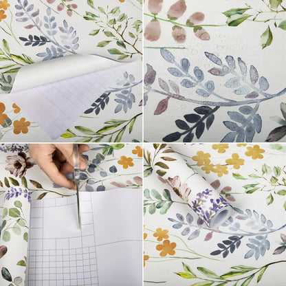 UMIGGEE Floral Wallpaper Peel and Stick Floral White Wall Wallpaper Self Adhesive Flower Wallpaper Contact Paper 17.7-in x 118-in Home Decor Wall Covering Old Furniture Renovation