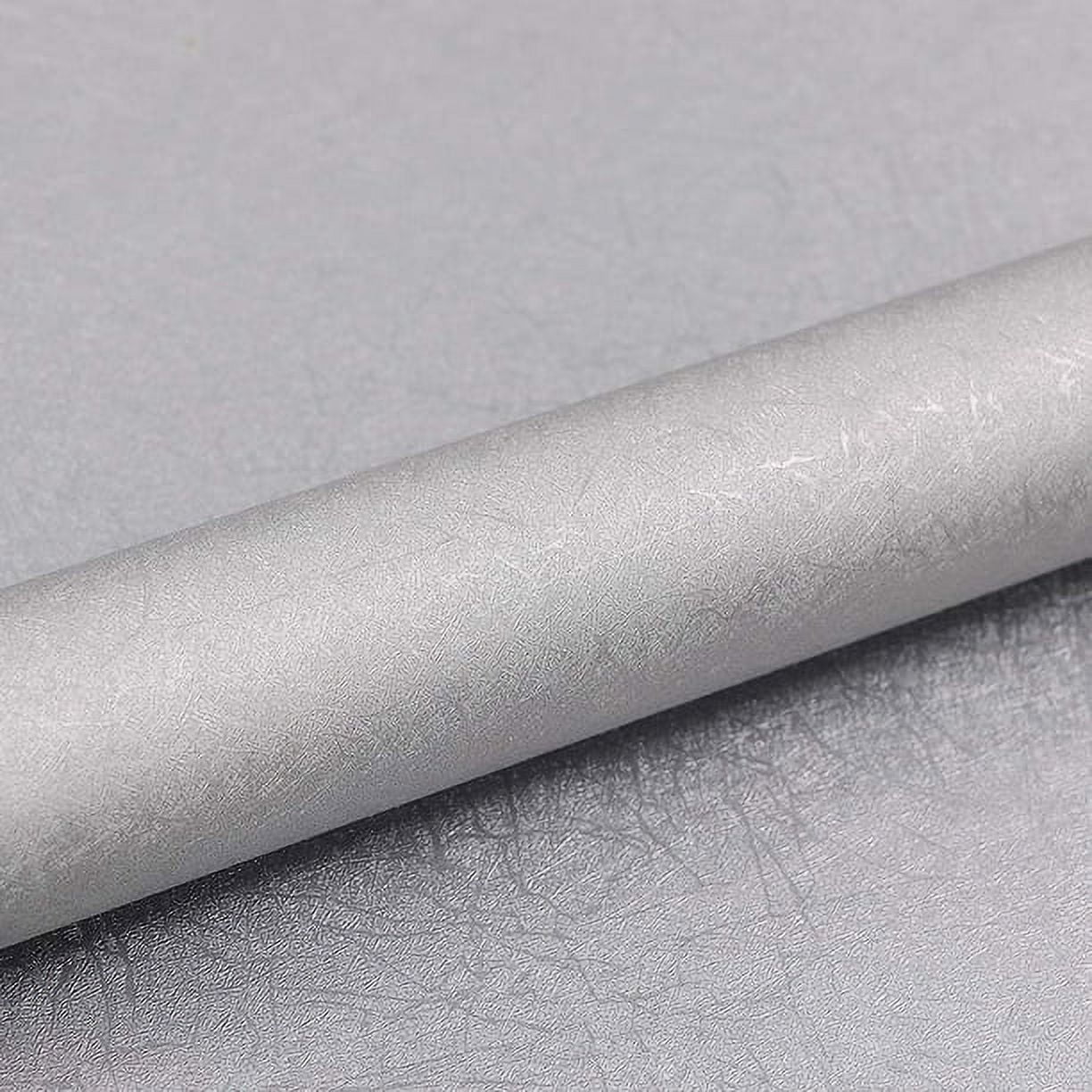 Abyssaly 15.7" x 118"Silver Gray Silk WallpaperPeel and Stick Wallpaper Removable Self Adhesive Wallpaper Solid Color Texture Removable Contact Wallpaper for Kitchen Bedroom Closet