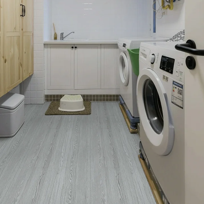 Lxcreat 196-in x 23-in Vinyl Flooring Gray Peel and Stick Roll Thicken Self Adhesive Vinyl Floor Tiles Wood Plank Flooring
