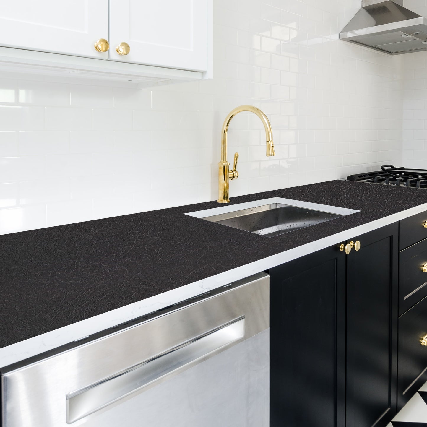 Meiban 15.74" x 118" Black Silk Wallpaper Peel and Stick Wallpaper Embossed Self Adhesive Textured Pattern Wallpaper Kitchen Counter Top Contact Paper Christmas