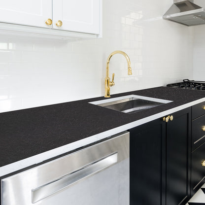 Meiban 15.74" x 118" Black Silk Wallpaper Peel and Stick Wallpaper Embossed Self Adhesive Textured Pattern Wallpaper Kitchen Counter Top Contact Paper Christmas