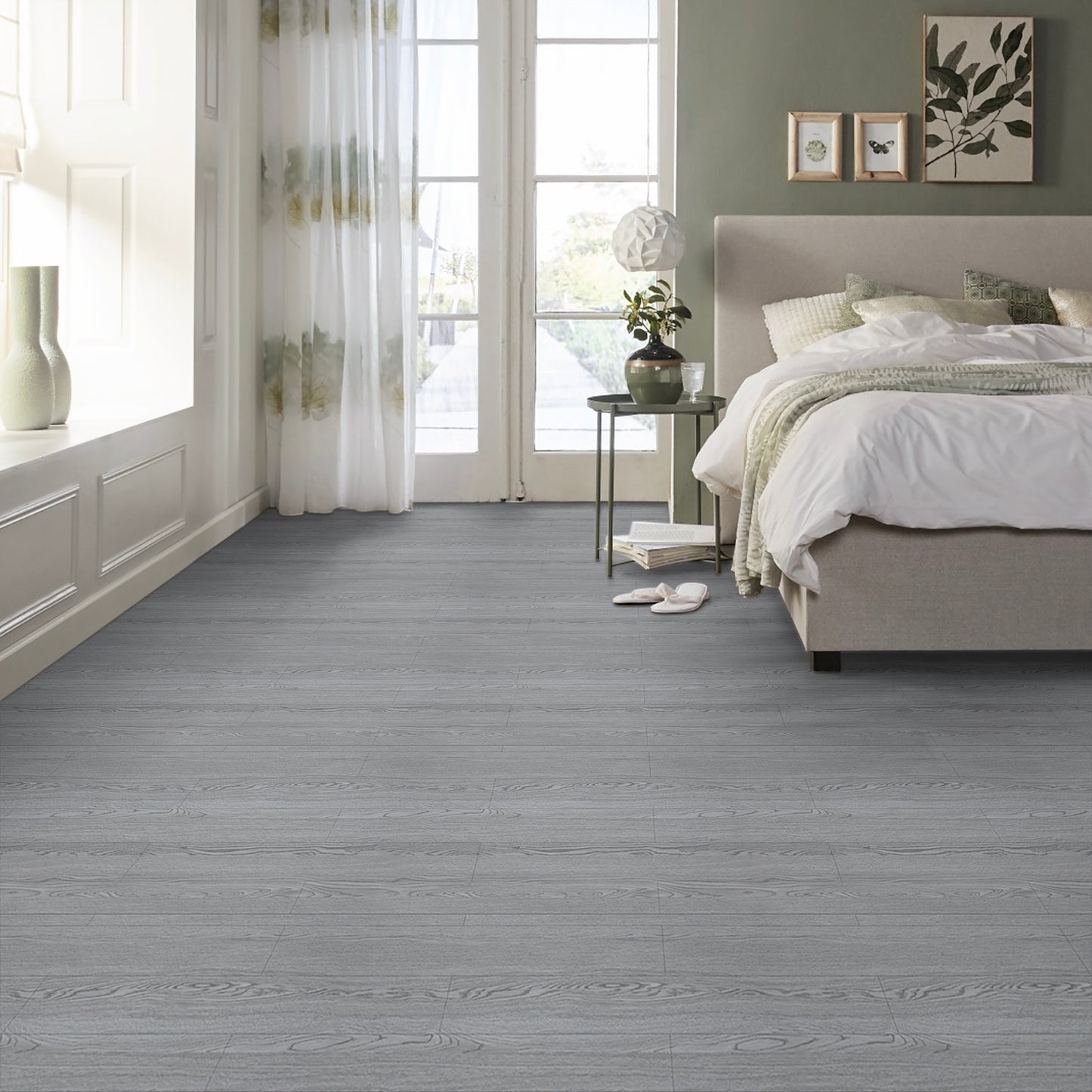 UMIGGEE Gray Peel and Stick Vinyl Flooring Roll 23"x 196"/31 Sq.Ft Thicken Self-Adhesive Vinyl Wood Planks Wear-Resistant Easy DIY Install Home Decor