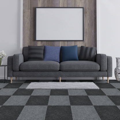 UMIGGEE Gray Floor Tiles Carpet Tiles 11.8-in x 11.8-in 35-pcs Light Grey Self-Adhesive Carpet Peel and Stick Gray Carpet Tile for Kids Bedroom Dining Room Easy Install DIY