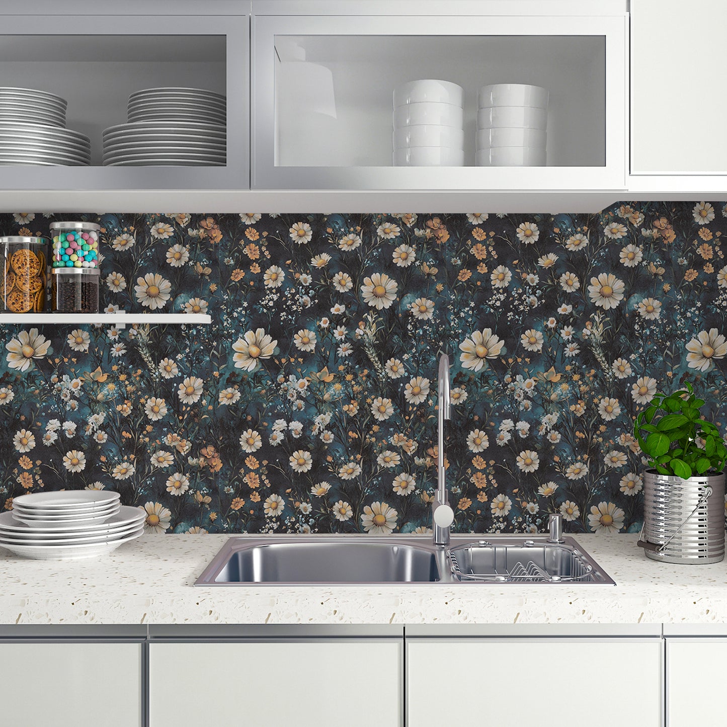 Abyssaly Floral Peel and Stick Wallpaper 17.5-in x 118-in, Removable Self-Adhesive Wallpaper, Vintage Vinyl Contact Paper Suitable for Home Walls Cabinet Bedroom