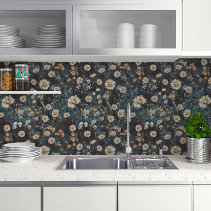 Abyssaly Floral Peel and Stick Wallpaper 17.5-in x 118-in, Removable Self-Adhesive Wallpaper, Vintage Vinyl Contact Paper Suitable for Home Walls Cabinet Bedroom