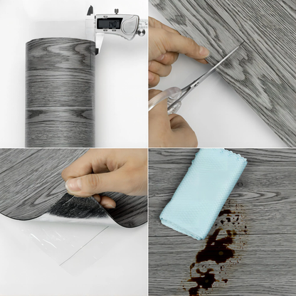 Lxcreat Vinyl Flooring Gray Peel and Stick Roll Vinyl Floor 118-in x 15.7-in Wood Plank Flooring Self Adhesive Vinyl Wood Grain