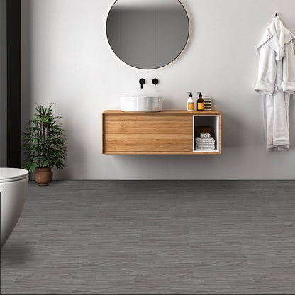 UMIGGEE Gray Peel Stick Flooring 35-in x 5.7-in x 1.0mm 20-Pcs Vinyl Flooring Wood Grain Floor Tiles Easy to Install for Bathroom Kitchen Living Room