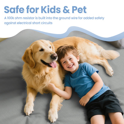 Alow Grounding Sheets California King Size Gray Fiber Grounding Sheet 90% Organic Cotton + 10% Pure Silver Fitted Bed Sheet Earth Connected Bedding with Grounding Cord