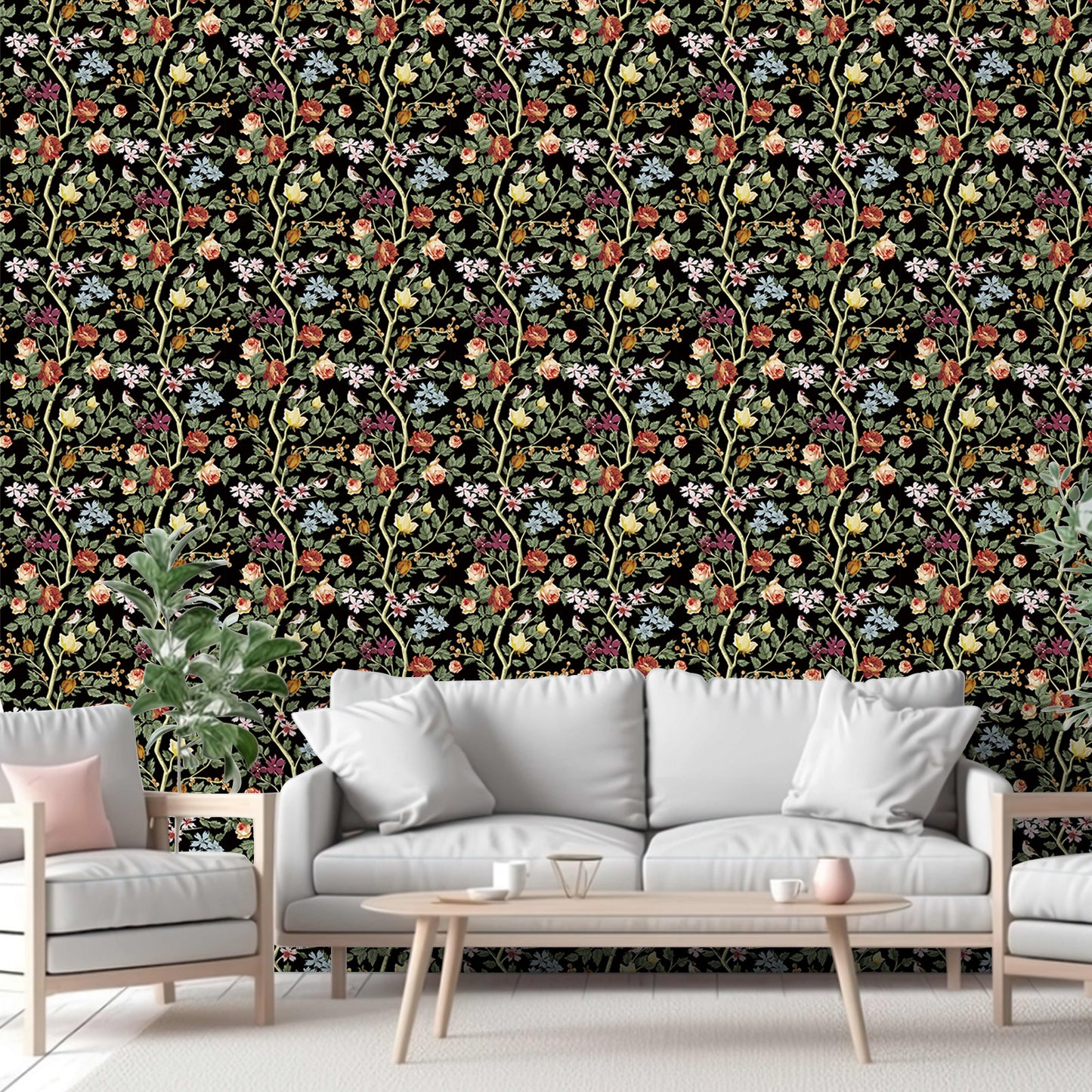 UMIGGEE Floral Wallpaper Peel and Stick Flower Wall Paper Self Adhesive Wallpaper 17.7-in x 236-in Contact Paper Removable Wallpaper for Home Decor Wall Covering Old Furniture Renovation
