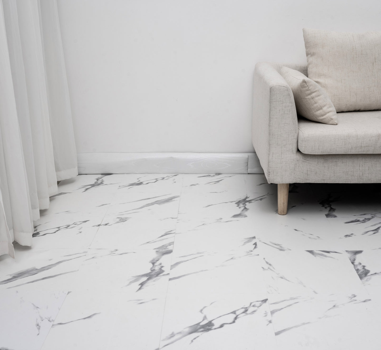 UMIGGEE White Marble Peel and Stick Floor Tile Vinyl Flooring 12-in x 12-in Upgrade Thickness for Kitchen Living Room Bedroom Home Decor 10Pcs/Pack (10 Sq. ft./Pack)