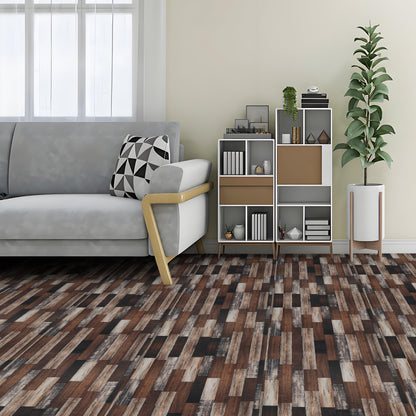 Abyssaly Vinyl Peel and Stick Flooring tile 15.7 inch x 118 inch, Covering Area 12.92 Sq.ft, Self-Adhesive Floor Tile Wood Grain Look for Kitchen Dinning Room Bedroom Home Decoration.