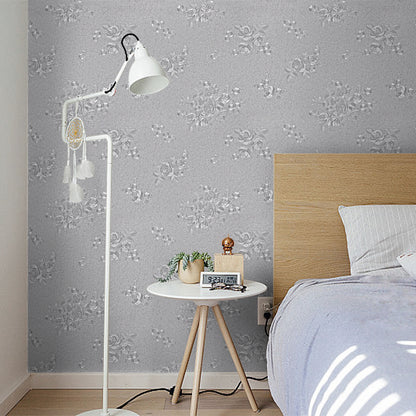 Abyssaly Silver 17.7" x 236" Peel and Stick Wallpaper Self Adhesive Wallpaper Removable Wallpaper Damask Textured Wall Paper Home Decoration