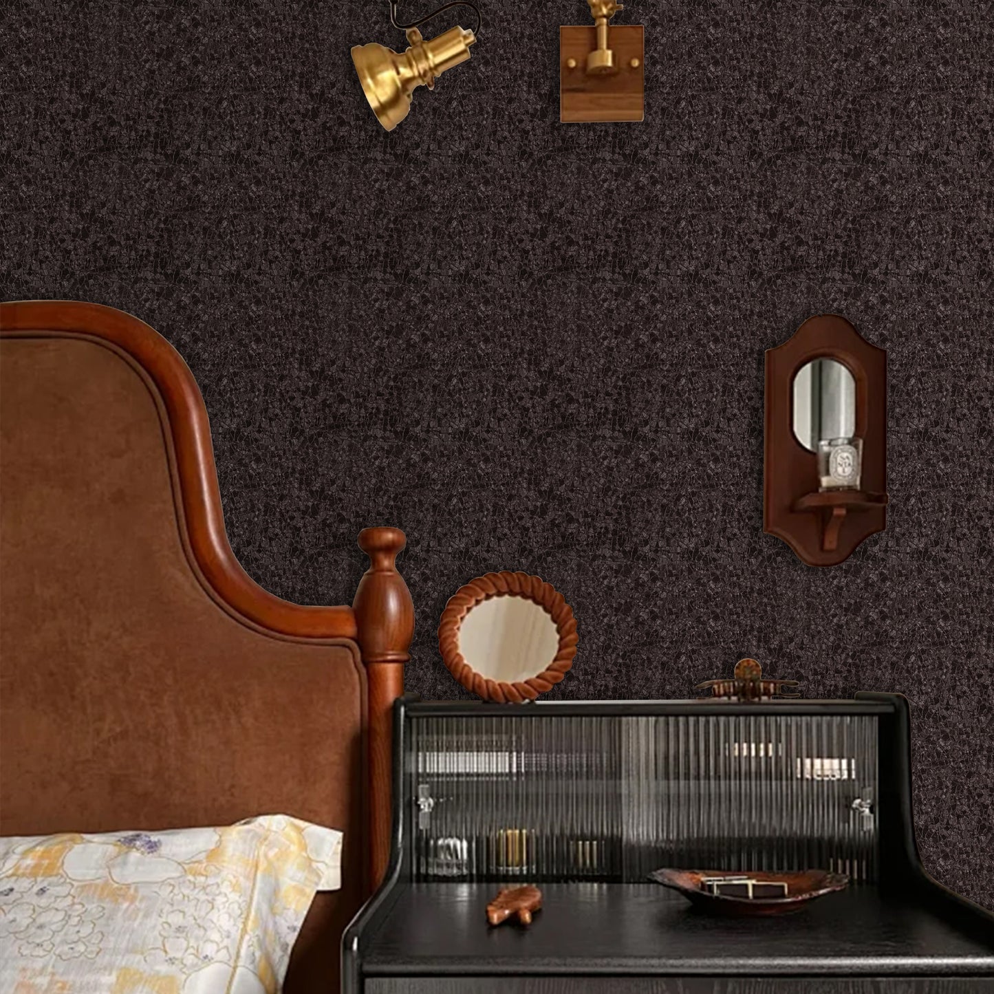 Abyssaly Brown Peel and Stick Wallpaper 15.7"×118", Thicken Modern Textured Embossed Wallpaper Self-Adhesive Removable Vinyl Contact Paper