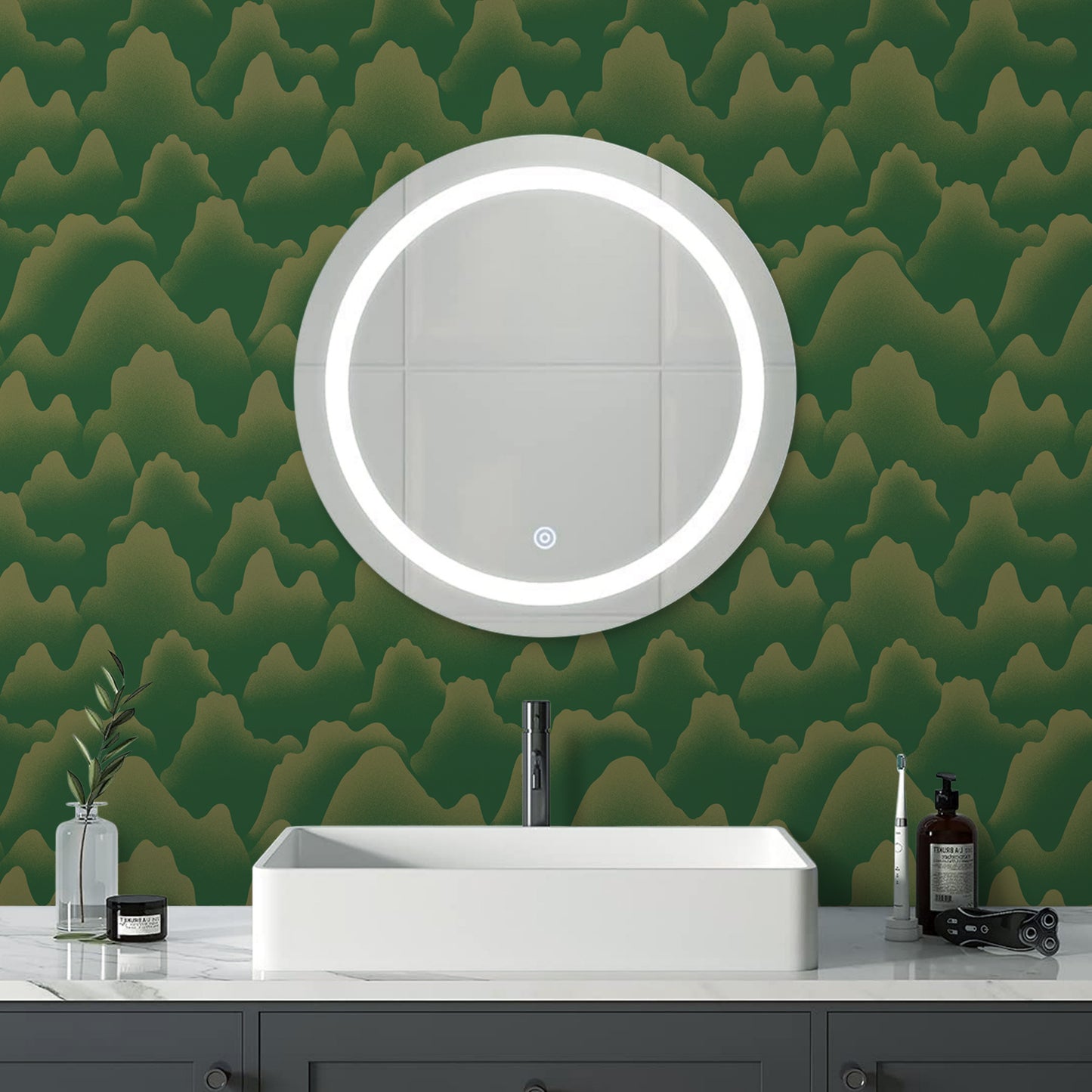 Abyssaly 17.7" x 236" Peel and Stick Mural Self Adhesive Removable Wallpaper Light Green mountains and ridges wallpaper for Living Room