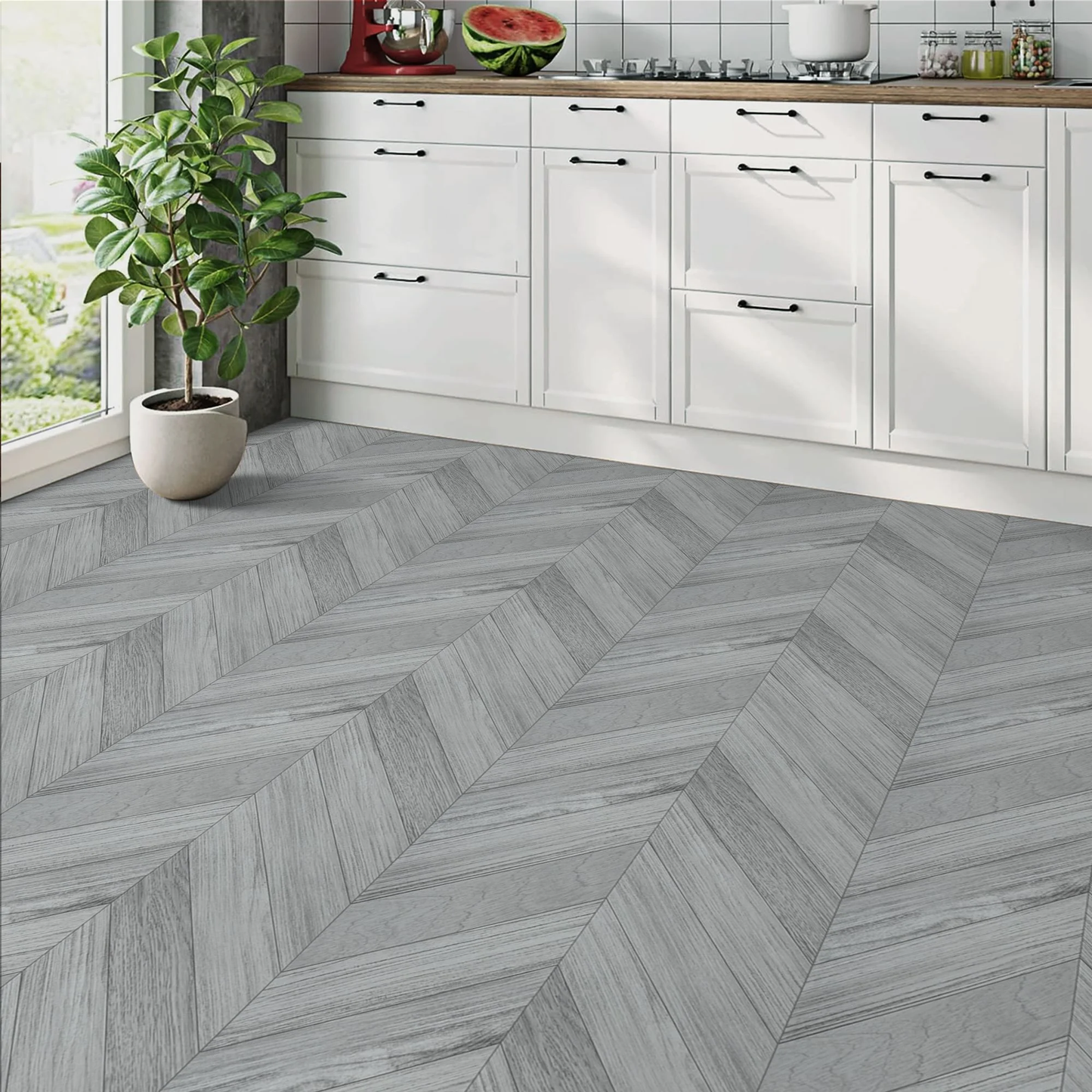 Lxcreat Vinyl Flooring Gray Peel and Stick Roll Plank 196-in x 23.6-in Thicken Self Adhesive Vinyl Floor Tiles Wood Flooring