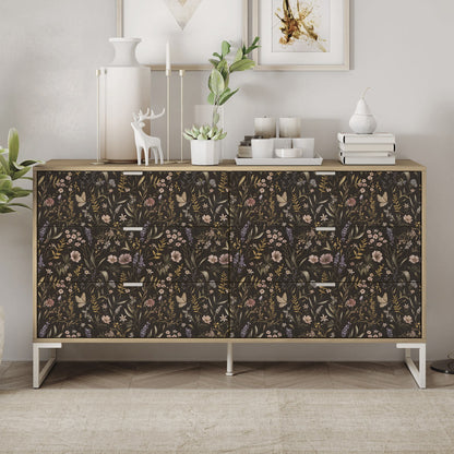 UMIGGEE Floral Wallpaper Peel and Stick Wallpaper Self Adhesive Black Wall Paper Contact Paper 17.3-in x 118-in Home Decor Wall Covering Old Furniture Renovation