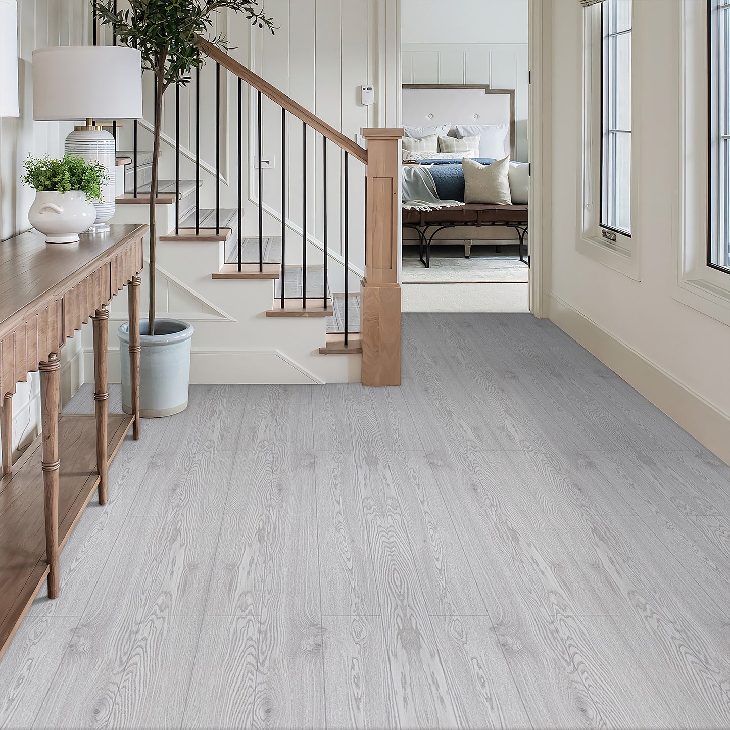 Abyssaly Gray Wood PVC Peel and Stick Vinyl Flooring Tile 15.7 inch x 118 inch /12.9 Sq.ft,Thicken Self-Adhesive Vinyl Flooring Tile Easy DIY Install for Bathroom and Kitchen Floor