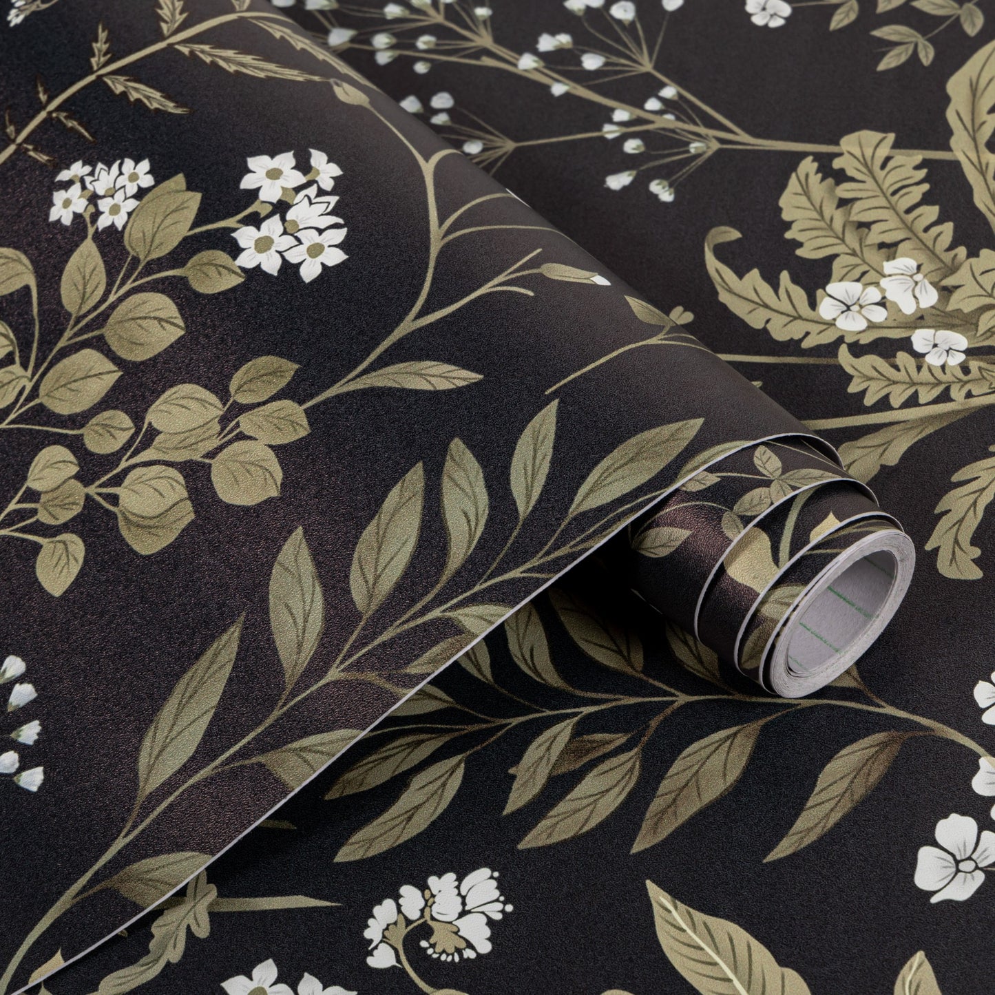 UMIGGEE 17.7-in x 393-in Floral Wallpaper Peel and Stick Floral Black Wallpaper Self Adhesive Flower Wall Paper Contact Paper Home Decor Wall Covering Old Furniture Renovation