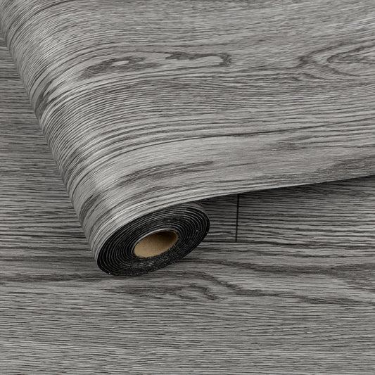 UMIGGEE Gray Peel and Stick Vinyl Flooring Roll 15.7-in x 118-in/12.8 Sq.Ft Thicken Self-Adhesive Vinyl Wood Grain Floor Wear-Resistant Easy DIY Install Home Decor