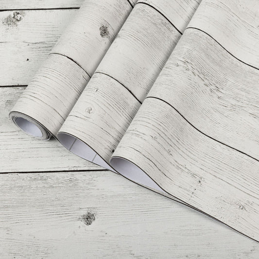 UMIGGEE Wood Peel and Stick Wallpaper 17.7" x 236" White Vintage Self-Adhesive Removable Wood Contact Paper for Home Decoration Wall Covering Old Furniture Renovation